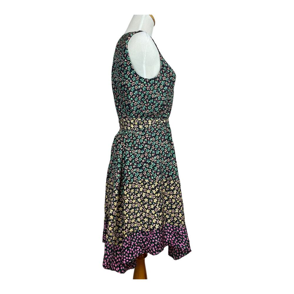 Rebecca Taylor 100% Silk Black with Floral Print Sleeveless Louisa Dress Small - Picture 5 of 10